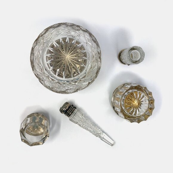 Antique Victorian Cut Crystal With Sterling Silver Lids Collection - Picture 7 of 9